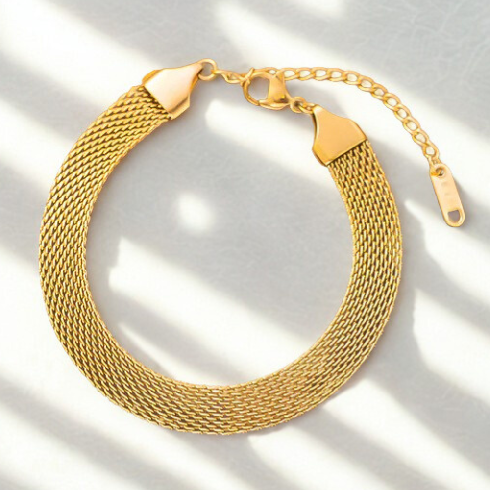ANN arany színű minimalista állítható mesh láncos karkötő