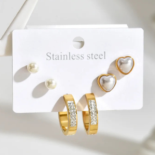 ANGELA gyöngy és strassz fülbevaló szett