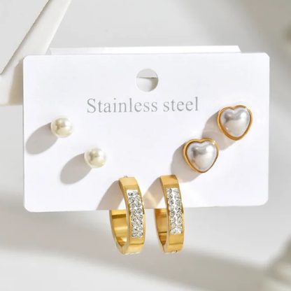 ANGELA gyöngy és strassz fülbevaló szett